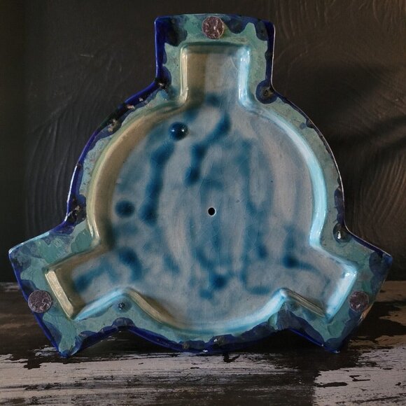 Large Vintage Majolica Bowl With 3 Putti Holding Bowl, Large Ceramic Centerpiece - Picture 6 of 6